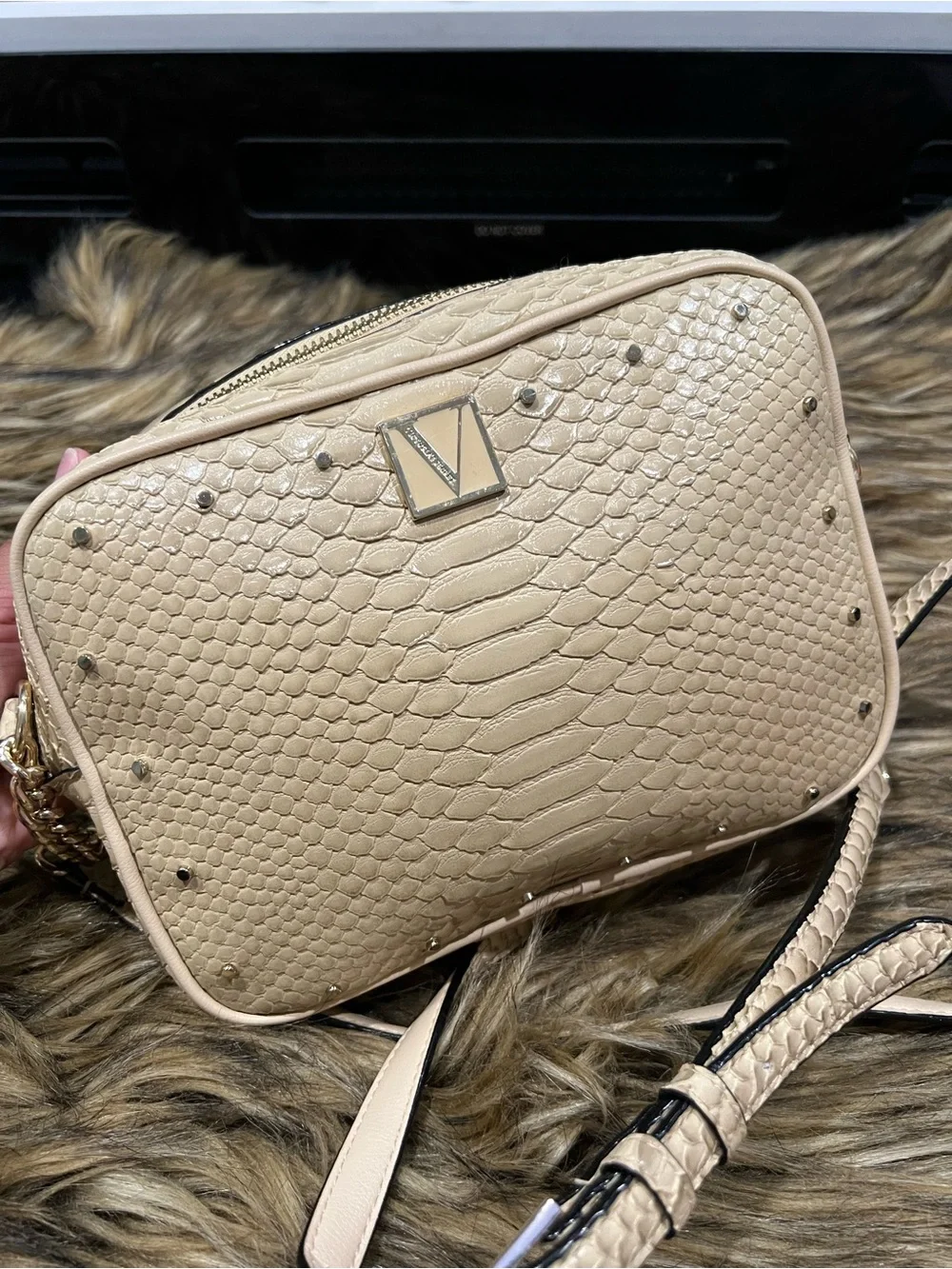 Victoria’s secret Beige Python-Embossed Crossbody Bag